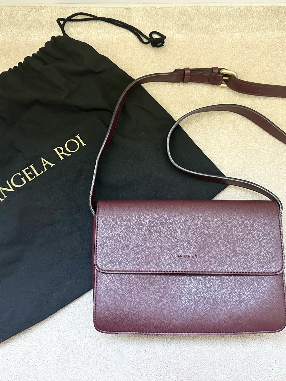 Angela Roi Women Vegan Leather Wine Crossbody Shoulder Bag